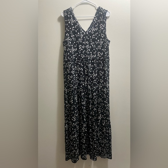 NEW Nina Leonard Women's V Neck Sleeveless Midi Dress Black L - Picture 2 of 8